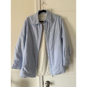 MANGO - Light blue fluffy shirt, 100% cotton fabric, size XS